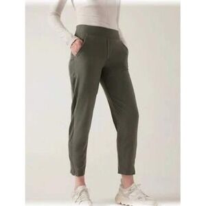 Athleta Brooklyn Heights Tapered Pants 8 Green Cacti Ribbed Side Panel 198671-41